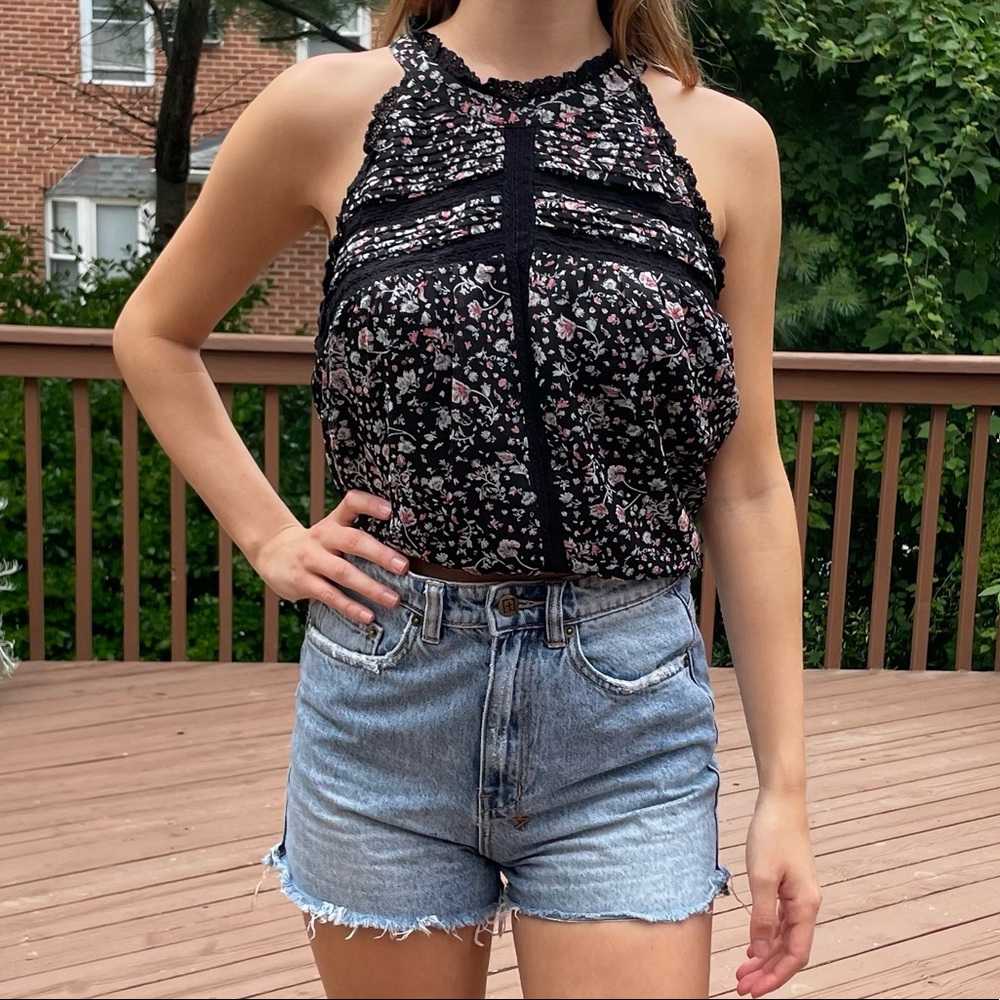 Maeve flowy high neck floral tank top